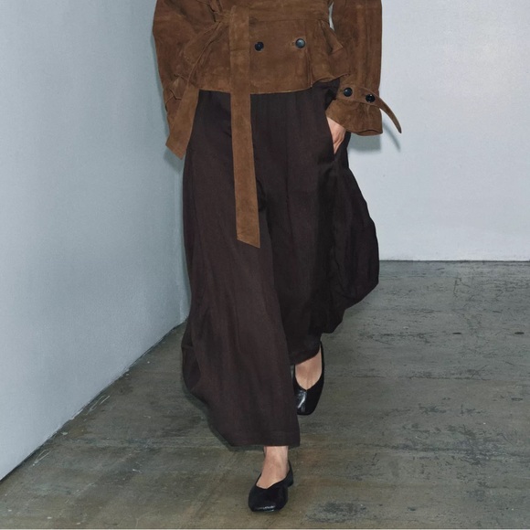 ZARA TEXTURED WIDE LEG PANTS ZW COLLECTION - Picture 2 of 8